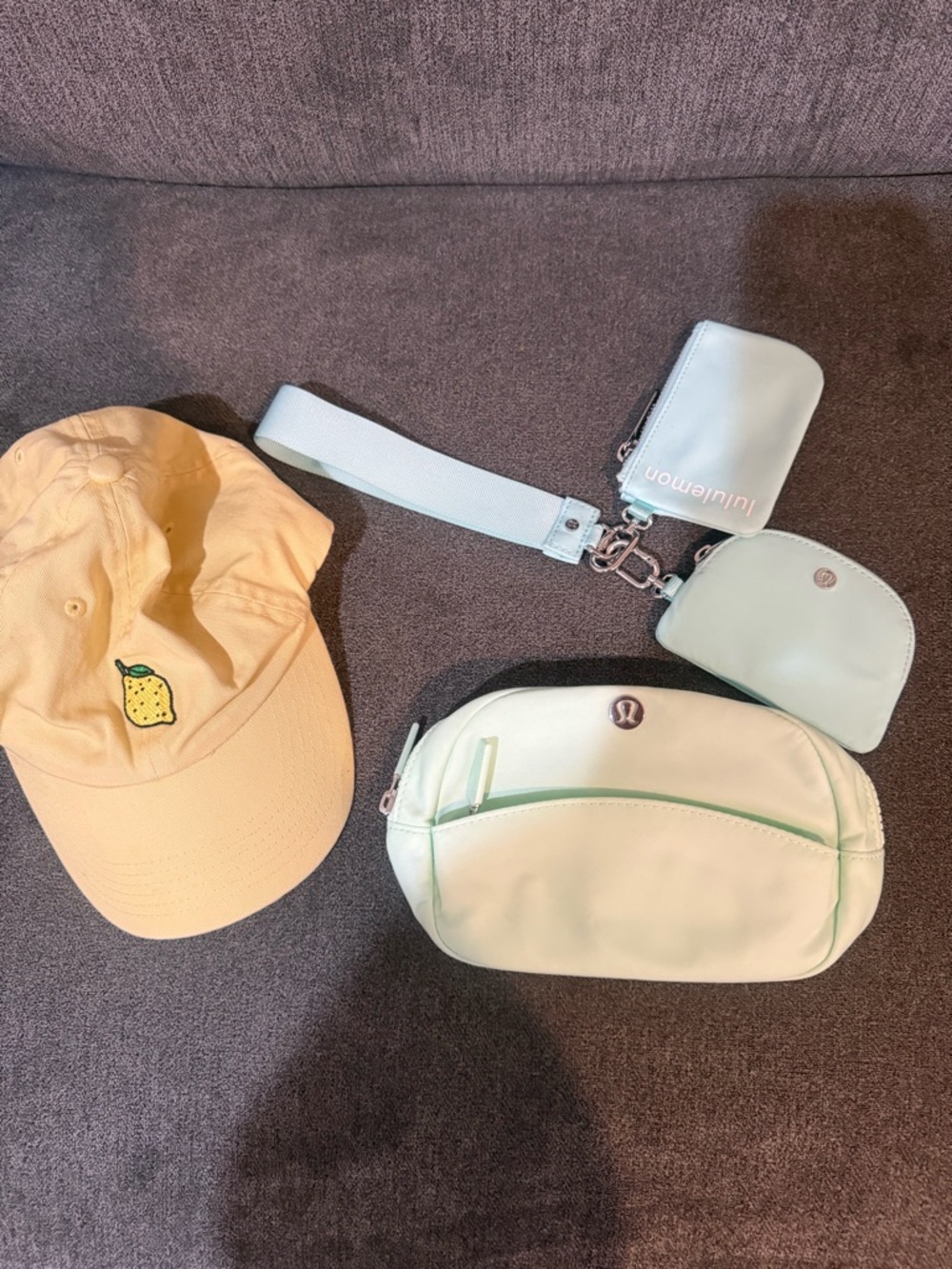 LULULEMON WRISTLET AND POUCH, plus free lemon cap